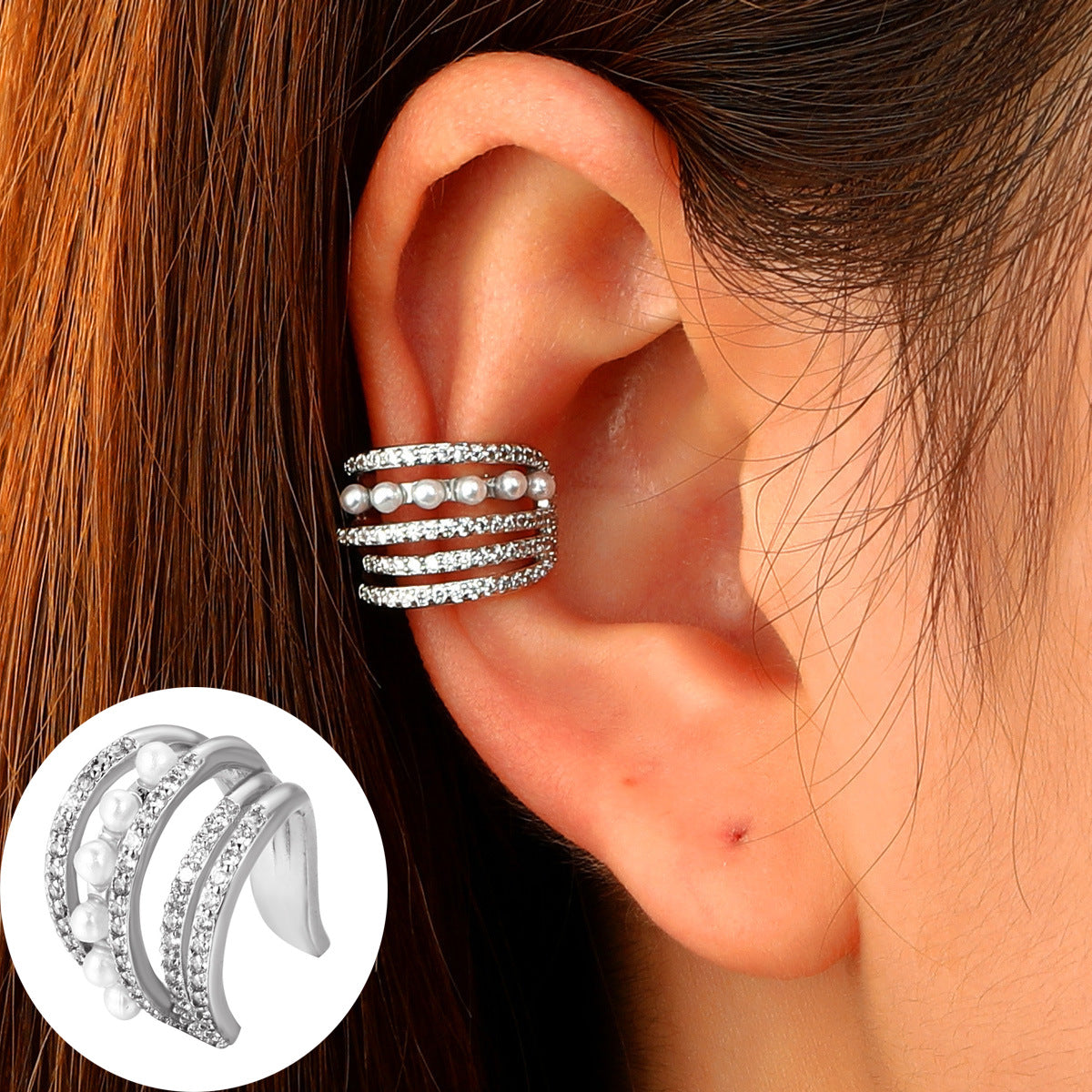 1 Piece Simple Style Commute Geometric Inlay Copper Zircon Ear Cuffs