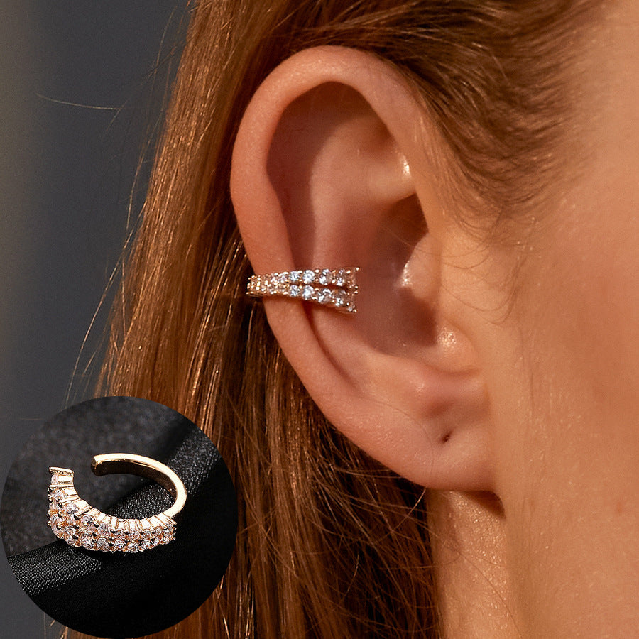 1 Piece Simple Style Commute Geometric Inlay Copper Zircon Ear Cuffs