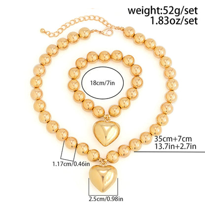 Exaggerated Fashion Heart Shape CCB Artificial Pearl Beaded Plating Women'S Bracelets Necklace