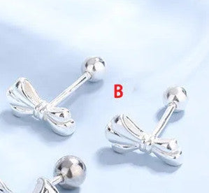 1 Pair Casual Scissors Bow Knot Plating Sterling Silver Ear Studs