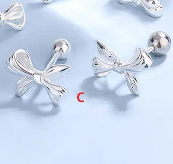 1 Pair Casual Scissors Bow Knot Plating Sterling Silver Ear Studs