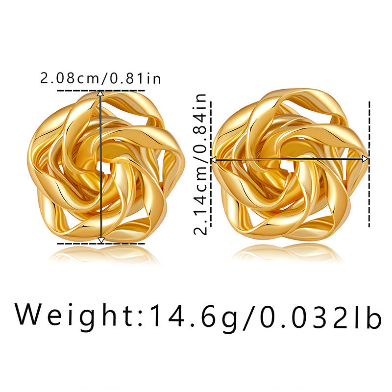 1 Pair Retro Solid Color Plating Copper Gold Plated Ear Studs