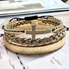 Classic Style Geometric Cross Stainless Steel Braid 18K Gold Plated Unisex Bangle