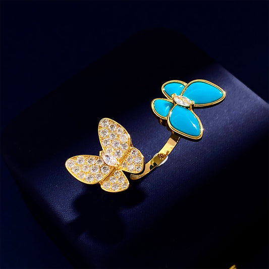 Copper Commute Butterfly Inlay Zircon Bracelets Earrings Necklace
