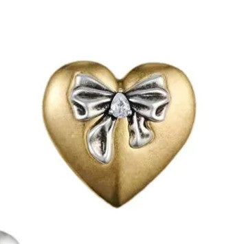 1 Piece Casual Simple Style Heart Shape Bow Knot Copper Ear Studs