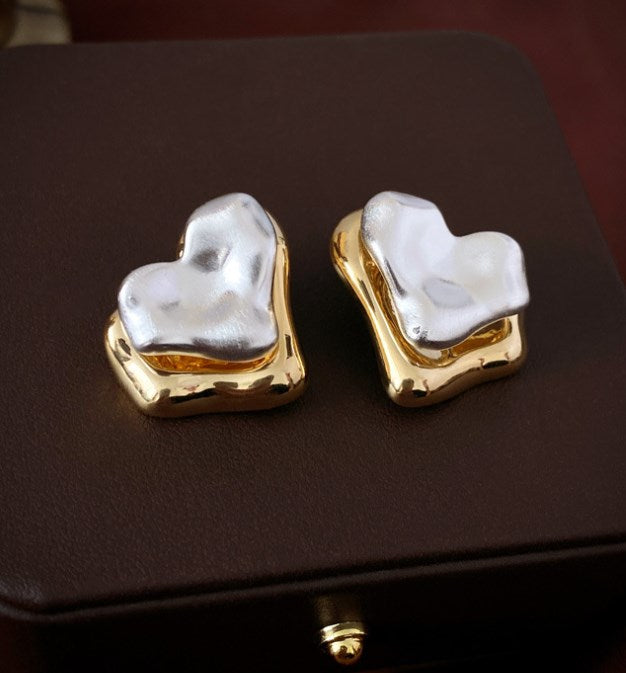 1 Pair IG Style Simple Style Heart Shape Plating Inlay Copper Pearl Ear Studs