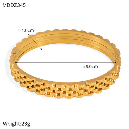 Titanium Steel 18K Gold Plated Casual Simple Style Geometric Layered Plating Bangle