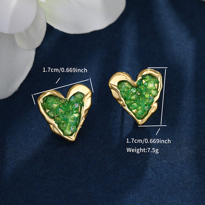 1 Pair Hawaiian XUPING Streetwear Heart Shape Butterfly Inlay Stainless Steel Artificial Gemstones 14K Gold Plated Drop Earrings Ear Studs