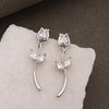 1 Pair Simple Style Leaf Flower Inlay Copper Zircon Ear Studs