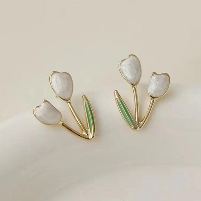 1 Pair Simple Style Flower Plating Alloy Gold Plated Ear Studs