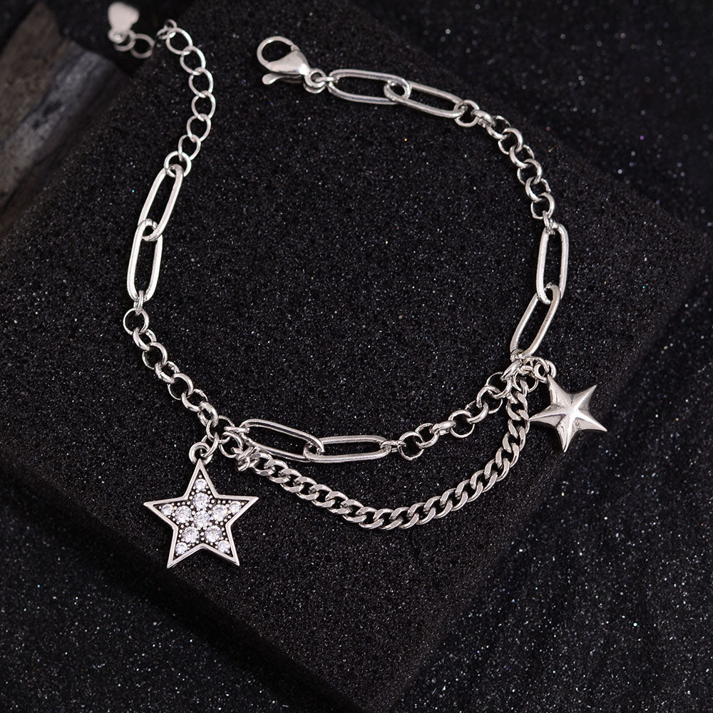 Copper IG Style Simple Style Star Chain Inlay Zircon Bracelets