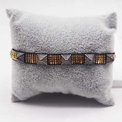 IG Style Letter Rhombus Glass Knitting Unisex Bracelets