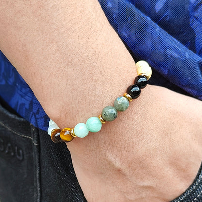Basic Simple Style Round Stainless Steel Natural Stone Bracelets In Bulk