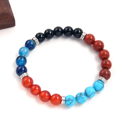 Simple Style Round Stainless Steel Natural Stone Bracelets In Bulk