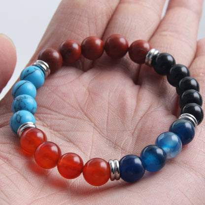 Simple Style Round Stainless Steel Natural Stone Bracelets In Bulk