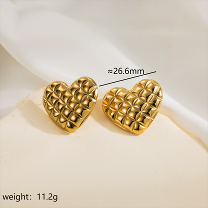 1 Pair Simple Style Classic Style Argyle Stainless Steel 14K Gold Plated Ear Studs