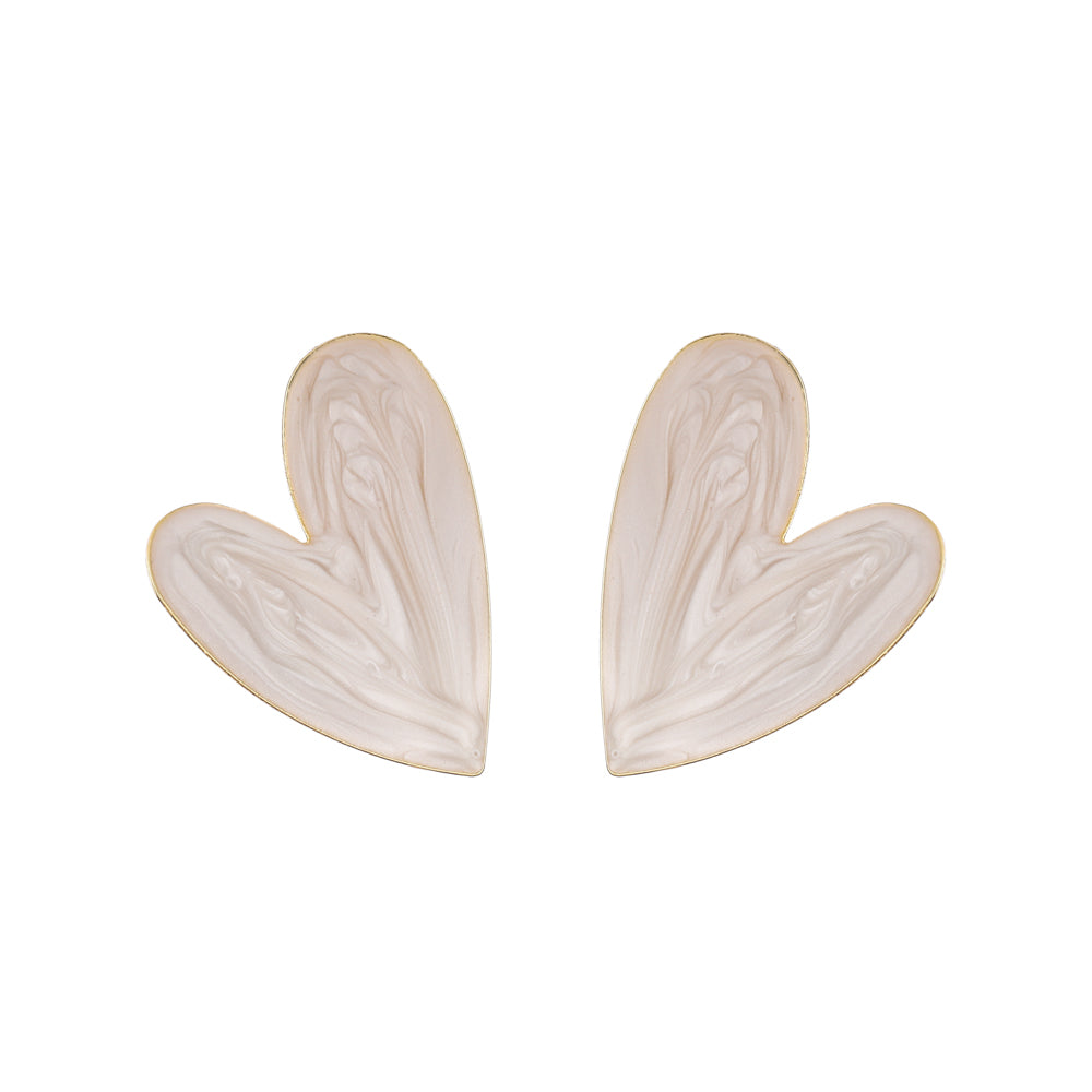 1 Pair Cute Sweet Heart Shape Drip Glazed Alloy 14K Gold Plated Ear Studs