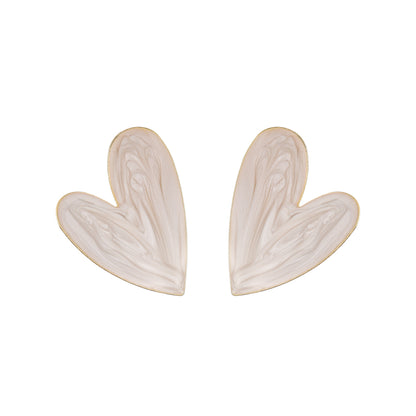 1 Pair Cute Sweet Heart Shape Drip Glazed Alloy 14K Gold Plated Ear Studs
