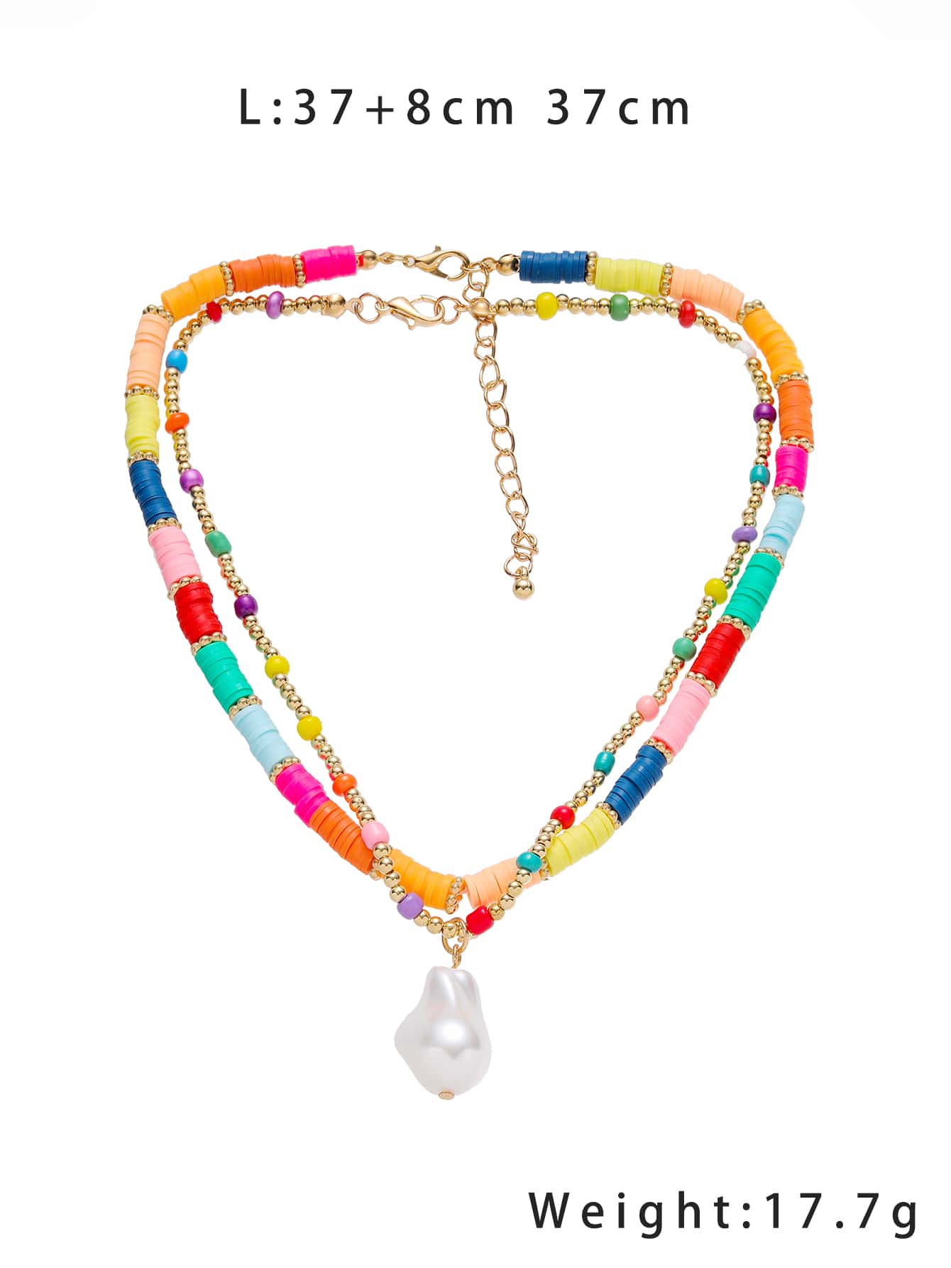 Hawaiian Vacation Beach Color Block Beaded Imitation Pearl Soft Clay Women's Necklace