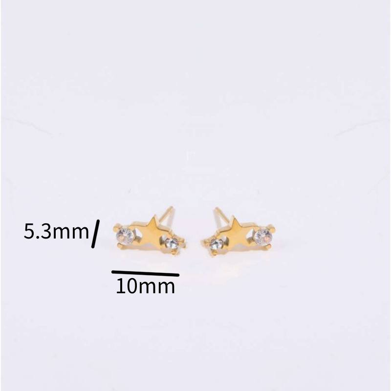 1 Pair Simple Style Star Inlay Stainless Steel Zircon Gold Plated Ear Studs