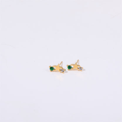 1 Pair Simple Style Star Inlay Stainless Steel Zircon Gold Plated Ear Studs