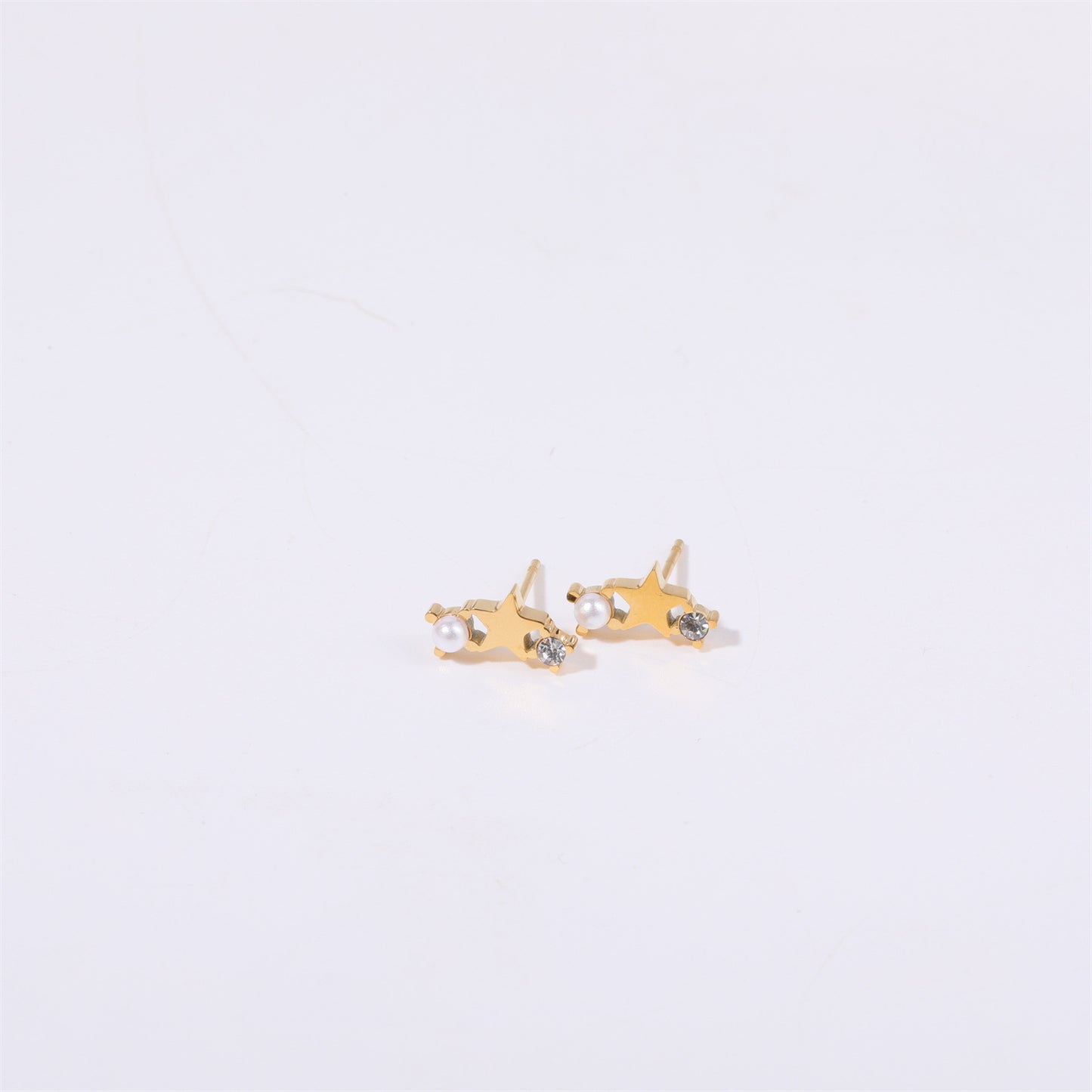 1 Pair Simple Style Star Inlay Stainless Steel Zircon Gold Plated Ear Studs