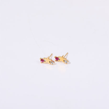 1 Pair Simple Style Star Inlay Stainless Steel Zircon Gold Plated Ear Studs