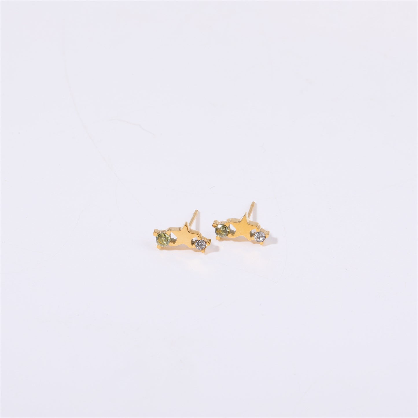 1 Pair Simple Style Star Inlay Stainless Steel Zircon Gold Plated Ear Studs