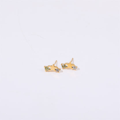 1 Pair Simple Style Star Inlay Stainless Steel Zircon Gold Plated Ear Studs