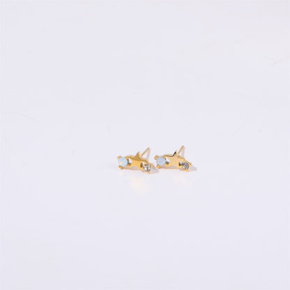 1 Pair Simple Style Star Inlay Stainless Steel Zircon Gold Plated Ear Studs