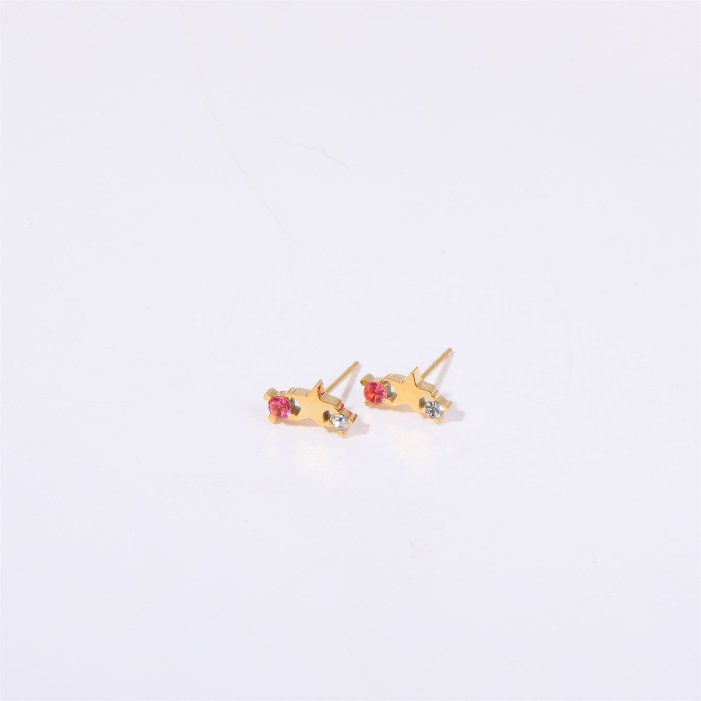 1 Pair Simple Style Star Inlay Stainless Steel Zircon Gold Plated Ear Studs