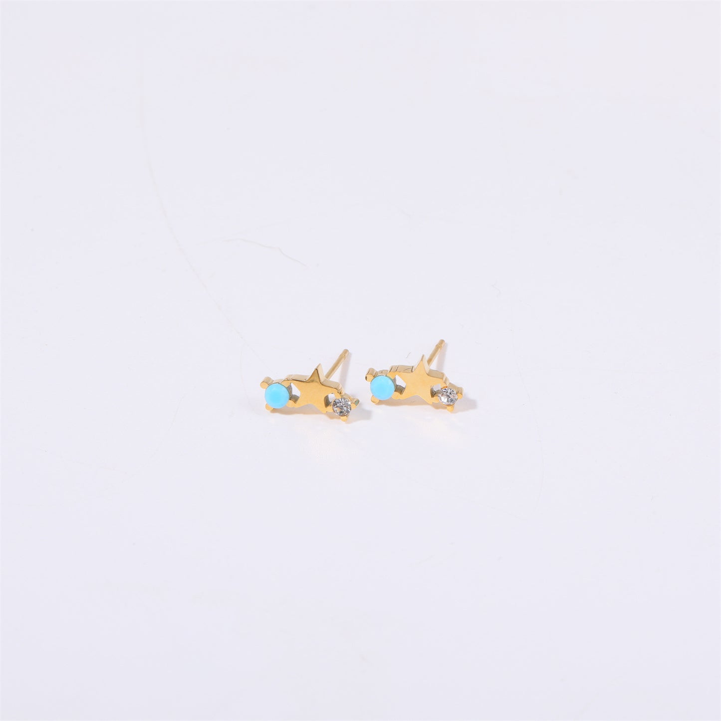 1 Pair Simple Style Star Inlay Stainless Steel Zircon Gold Plated Ear Studs