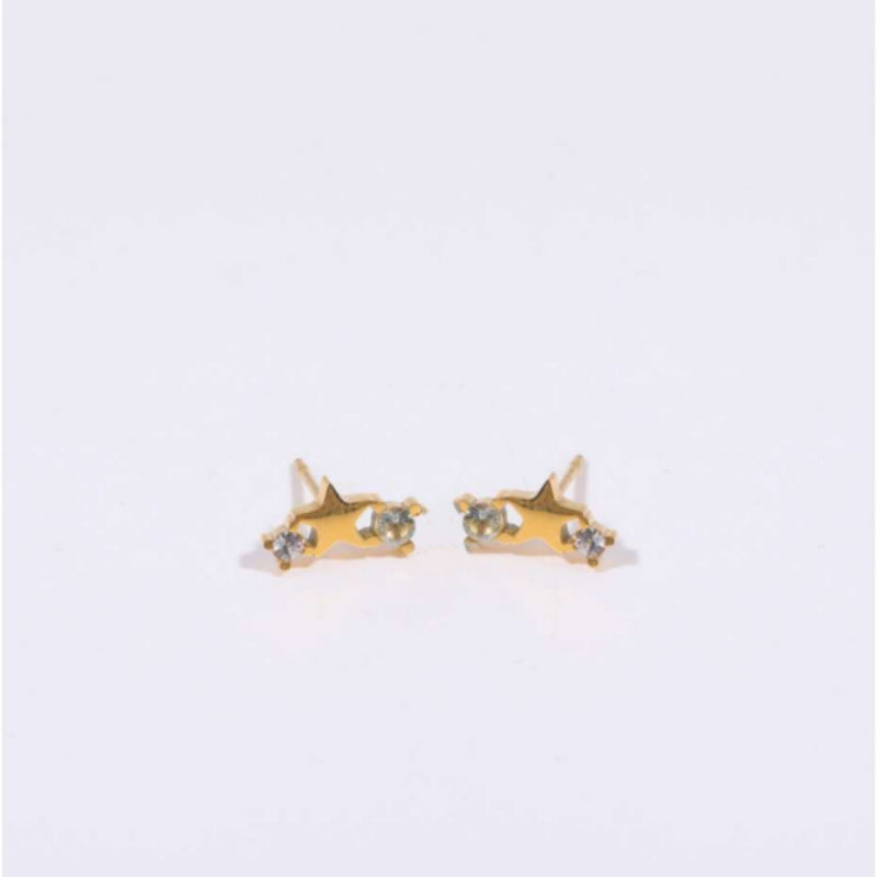 1 Pair Simple Style Star Inlay Stainless Steel Zircon Gold Plated Ear Studs