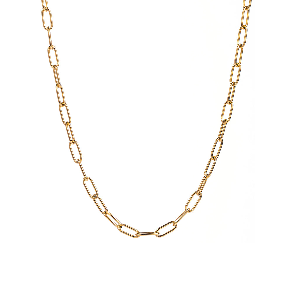 Casual Simple Style Solid Color Stainless Steel 18k Gold Plated Necklace