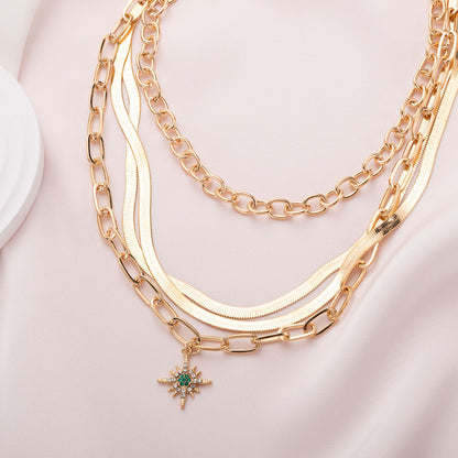 Simple Style Classic Style Solid Color Alloy Plating Gold Plated Women's Layered Necklaces