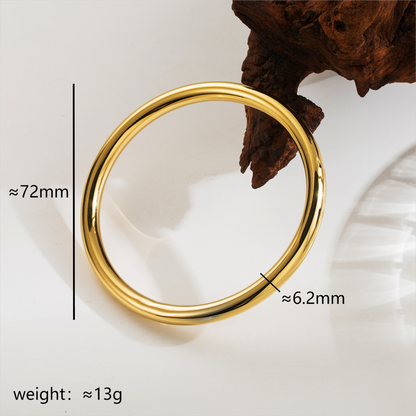 Stainless Steel 14K Gold Plated Simple Style Argyle Chunky Thick Bangle