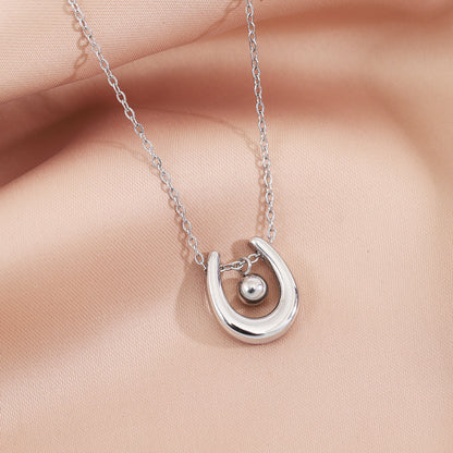 Stainless Steel Simple Style Classic Style U Shape Plating Pendant Necklace