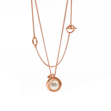 Copper 18K Gold Plated Simple Style Commute Round Toggle Inlay Artificial Pearls Necklace