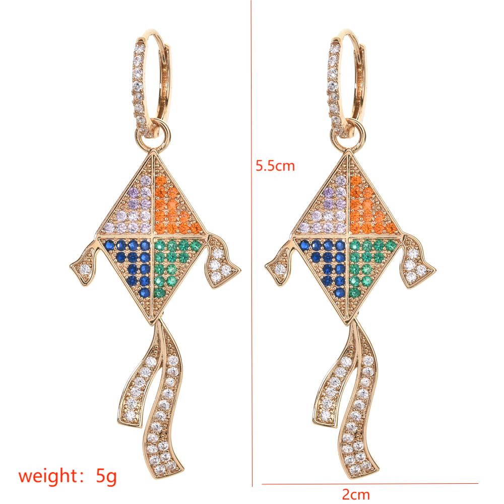 1 Pair Elegant Simple Style Geometric Plating Carving Copper Zircon 18K Gold Plated Drop Earrings