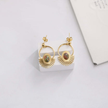 1 Pair Retro Geometric Plating Titanium Steel Gold Plated Drop Earrings