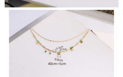 Titanium Steel Simple Style Geometric Plating Inlay Natural Stone Double Layer Necklaces