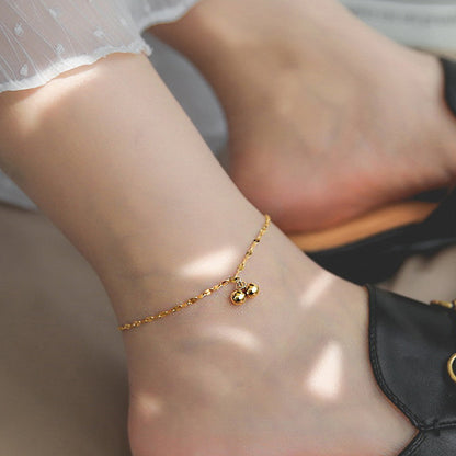 Classic Style Solid Color Chains Print Stainless Steel Inlay Zircon Women's Anklet