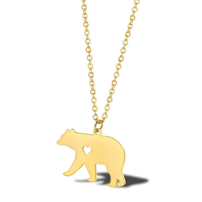 Stainless Steel 18K Gold Plated Simple Style Classic Style Little Bear Dinosaur Plating Pendant Necklace