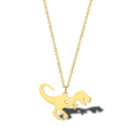 Stainless Steel 18K Gold Plated Simple Style Classic Style Little Bear Dinosaur Plating Pendant Necklace