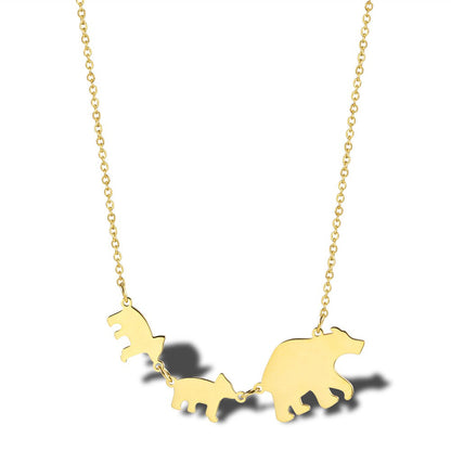 Stainless Steel 18K Gold Plated Simple Style Classic Style Little Bear Dinosaur Plating Pendant Necklace