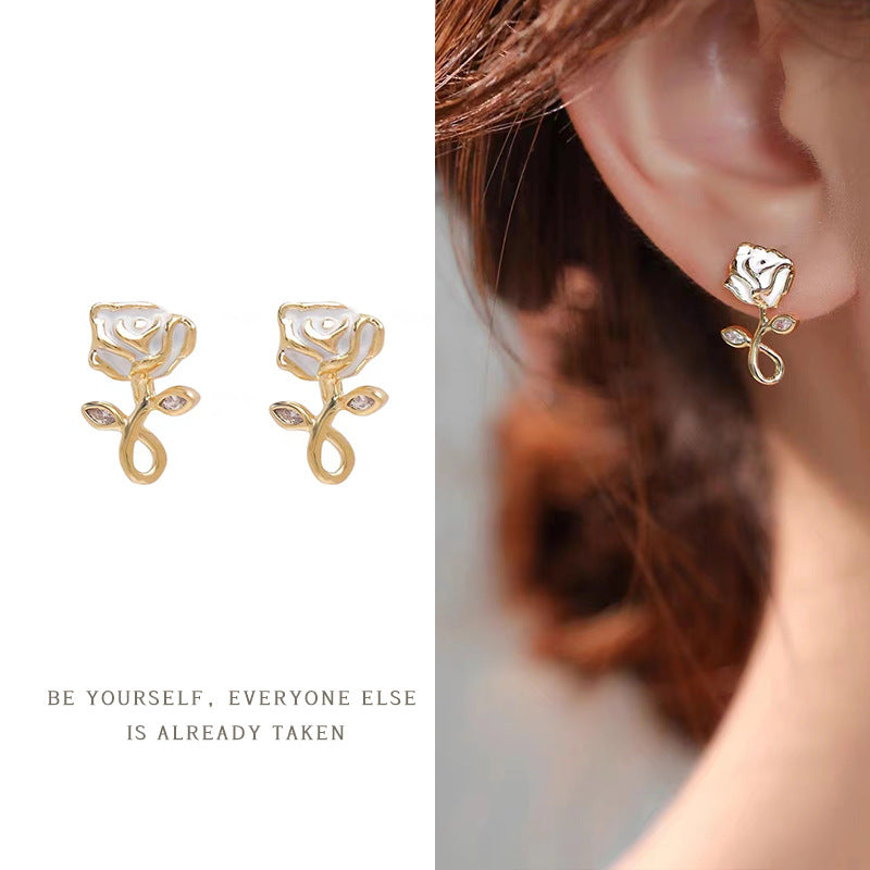 1 Pair Simple Style Leaf Flower Bow Knot Inlay Copper Zircon Drop Earrings