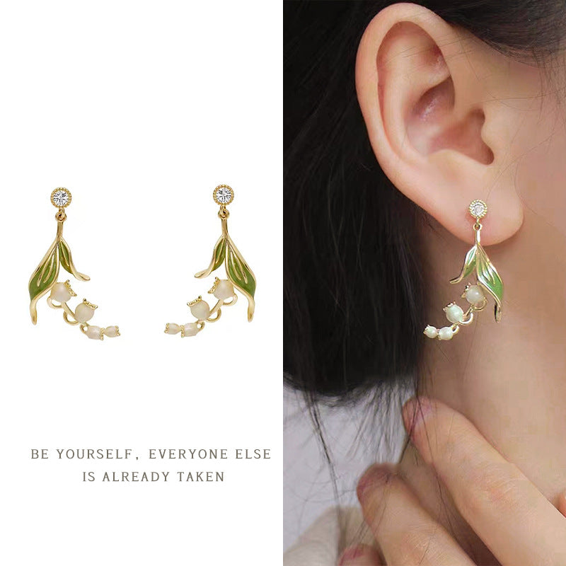 1 Pair Simple Style Leaf Flower Bow Knot Inlay Copper Zircon Drop Earrings