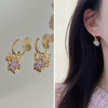 1 Pair Simple Style Leaf Flower Bow Knot Inlay Copper Zircon Drop Earrings