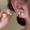 1 Pair Sweet Flower Enamel Plating Inlay Alloy Artificial Pearls Glass Earrings