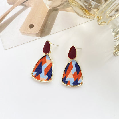 1 Pair Retro Color Block Enamel Alloy Drop Earrings